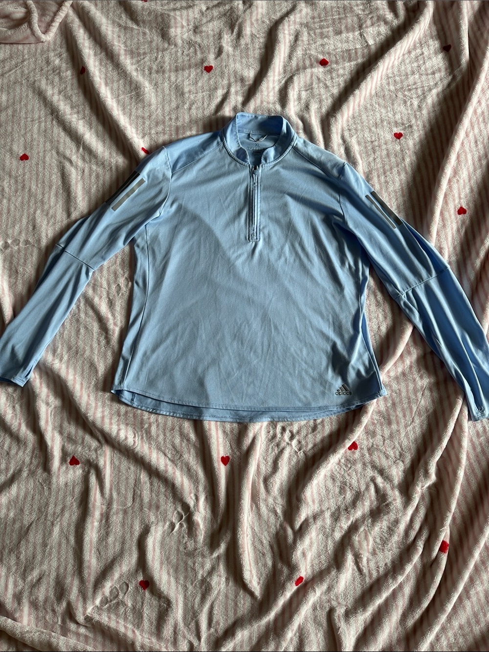 adidas Light Blue Quarter-Zip Performance Top